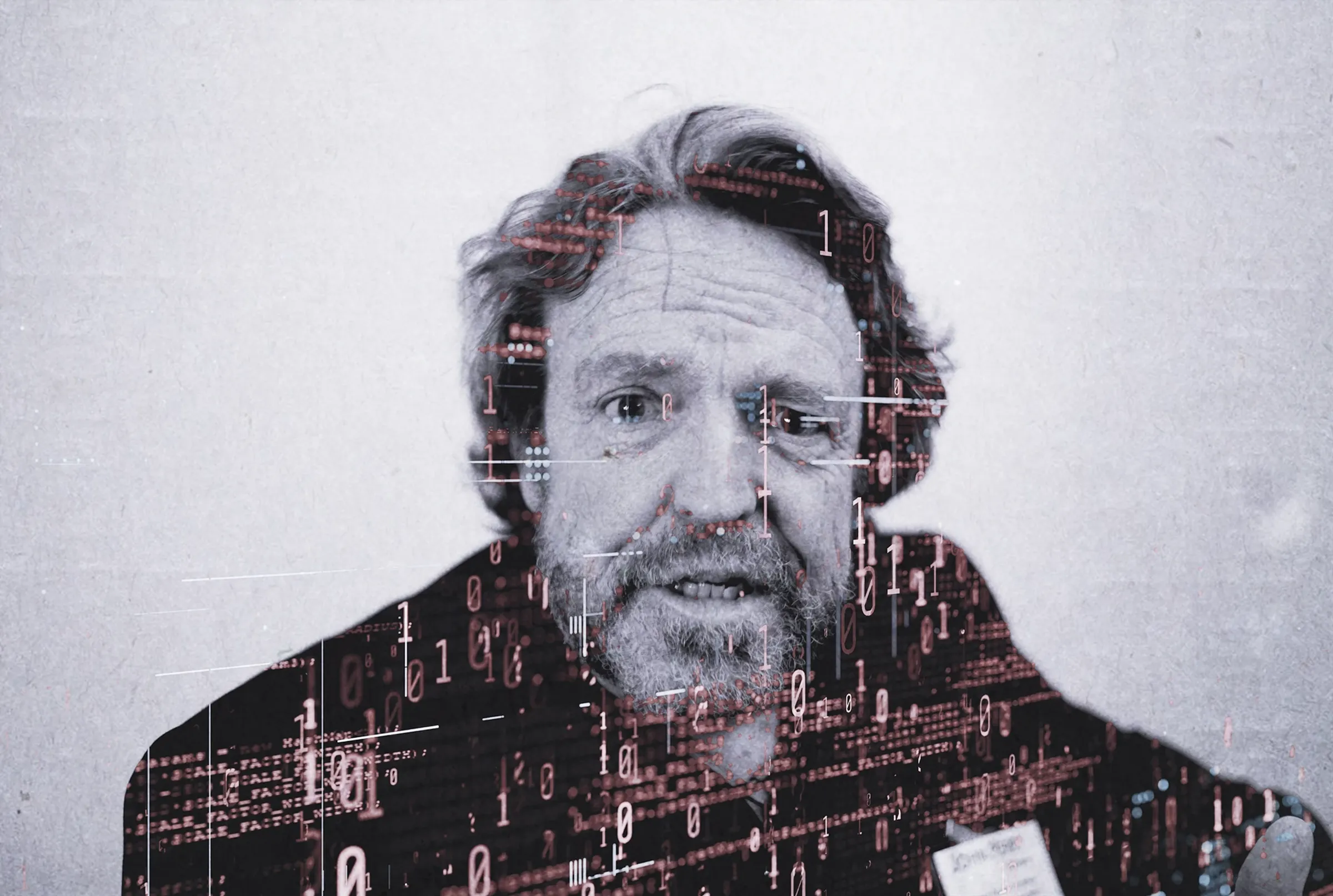 Portrait of a man with a digital background