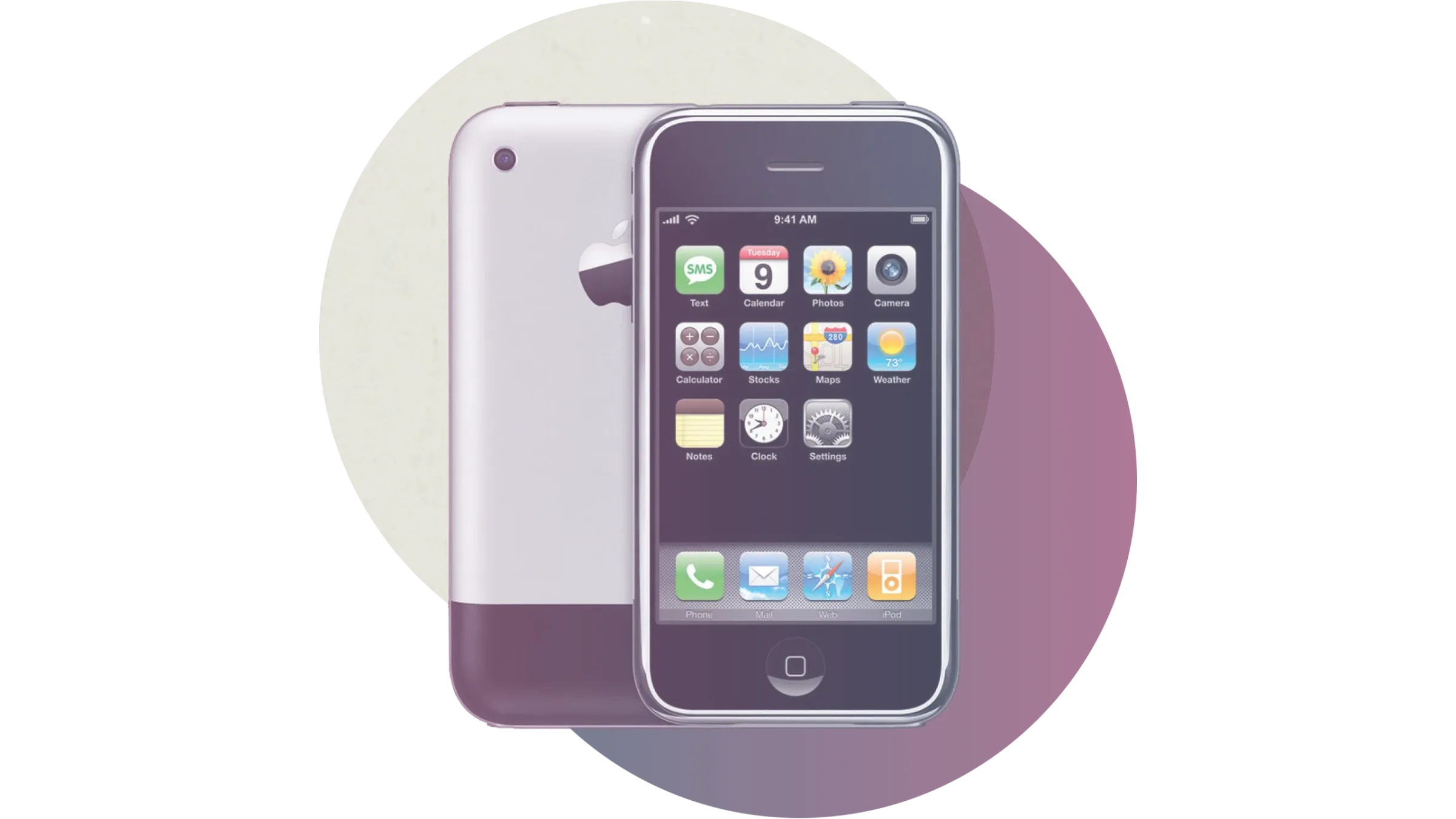 A smartphone on a colorful background.